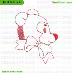 Bear Face With Bow Embroidery Design 831