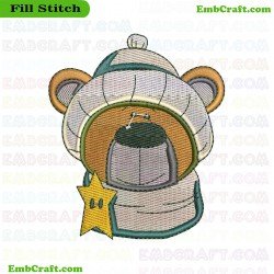 Bear Face With Winter Hat Embroidery Design 21