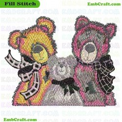 Bear Family Embroidery Design 941