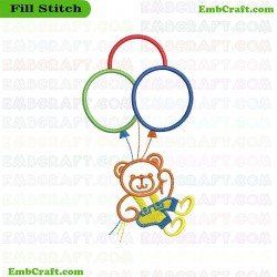 Bear Hanging From Balloons Embroidery Design 16