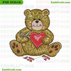 Bear Holding A Heart Embroidery Design 468