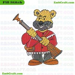 Bear Holding A Rifle Embroidery Design 43