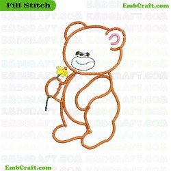 Bear Holding Flower Embroidery Design 855