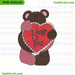 Bear Holding Heart Embroidery Design 378