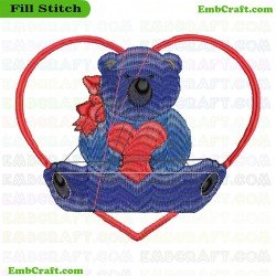 Bear Holding Heart Embroidery Design 496