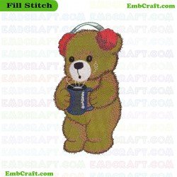 Bear Holding Hot Cup Embroidery Design 612