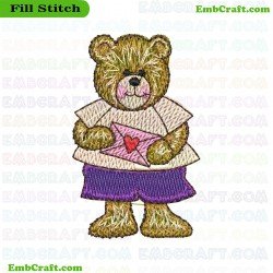 Bear Holding Love Letter Embroidery Design 242