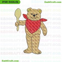 Bear Holding Spoon Embroidery Design 203