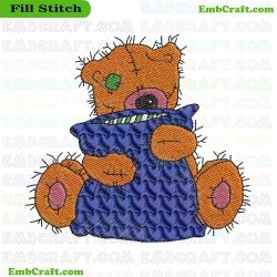 Bear Hugging Pillow Embroidery Design 236