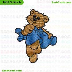 Bear In Blue Dress Embroidery Design 531