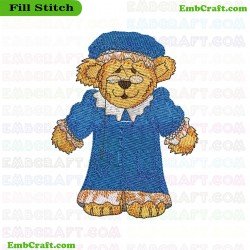 Bear In Blue Outfit Embroidery Design 760