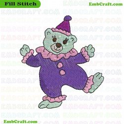 Bear In Clown Costume Embroidery Design 180