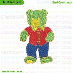 Bear In Colorful Clothes Embroidery Design 20