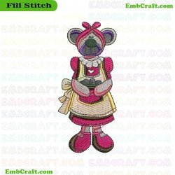 Bear In Dress And Kitchen Apron Embroidery Design 25