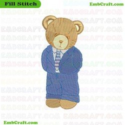 Bear In Formal Attire Embroidery Design 571