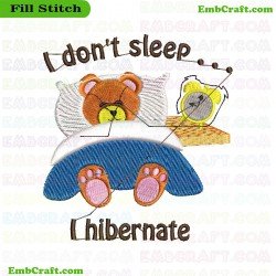 Bear In Hibernation Embroidery Design 401