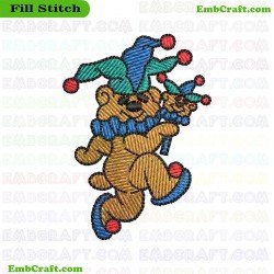 Bear In Jester Costume Embroidery Design 575