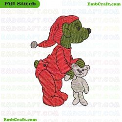 Bear In Pajamas Embroidery Design 371