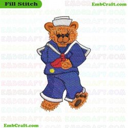Bear In Sailor Outfit Holding An Apple Embroidery Design 9