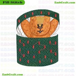 Bear In Sleeping Bag Embroidery Design 258