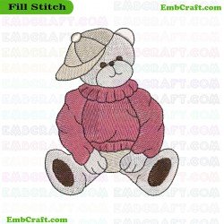 Bear In Sweater And Cap Embroidery Design 154