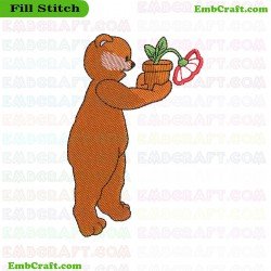 Bear In The Garden Embroidery Design 3