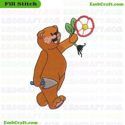 Bear In The Garden Embroidery Design 5