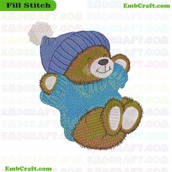 Bear In Winter Attire Embroidery Design 614