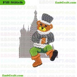 Bear In Winter Clothes Embroidery Design 425