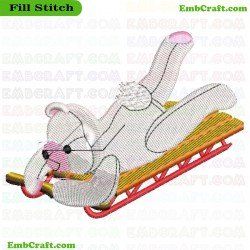 Bear On A Sled Embroidery Design 100