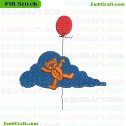 Bear On Cloud Embroidery Design 731