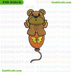 Bear On Hot Air Balloon Embroidery Design 633