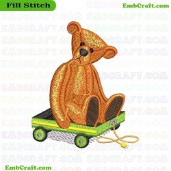 Bear On Skateboard Embroidery Design 546