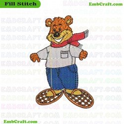 Bear On Snowshoes Embroidery Design 147