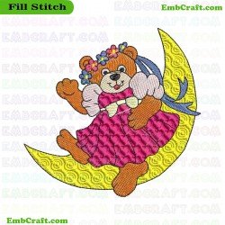 Bear On The Moon Embroidery Design 23