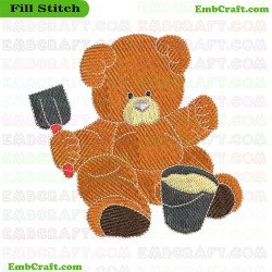 Bear Playing With Sand Embroidery Design 164