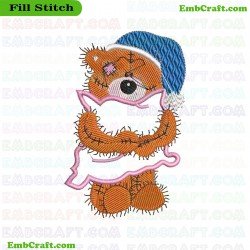 Bear Ready For Sleep Embroidery Design 910