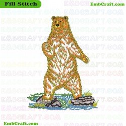 Bear Standing Upright Embroidery Design 19