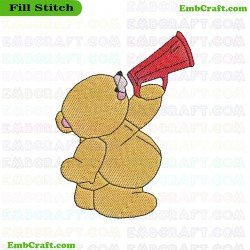 Bear Using Megaphone Embroidery Design 908