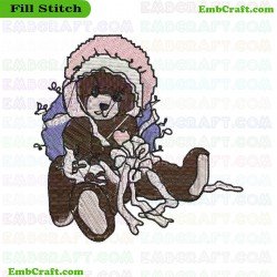 Bear Wearing A Childs Hat Embroidery Design 383