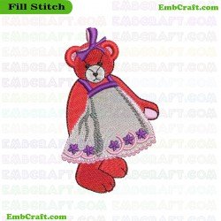 Bear Wearing A Dress Embroidery Design 789