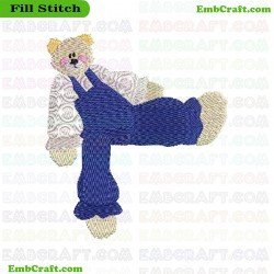 Bear Wearing Blue Pants Embroidery Design 5