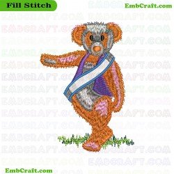 Bear With A Colorful Scarf Embroidery Design 538