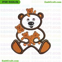 Bear With Baby Bears Embroidery Design 732