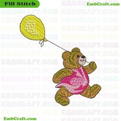 Bear With Balloon Embroidery Design 16