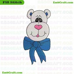 Bear With Blue Bow Embroidery Design 744