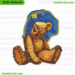 Bear With Blue Hat And Anchor Pin Embroidery Design 526
