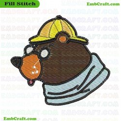 Bear With Construction Helmet Embroidery Design 182