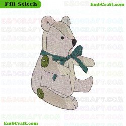 Bear With Green Bow Embroidery Design 355