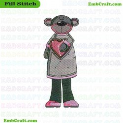 Bear With Heart Embroidery Design 6